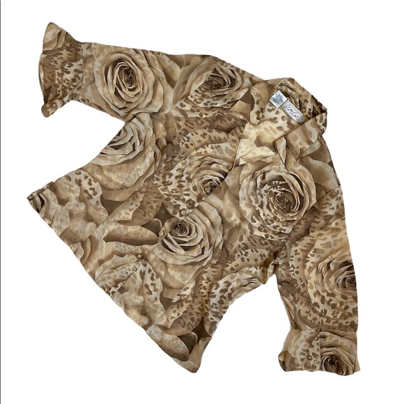 Vintage 80s Kathy Che floral brown button down top - Picture 9 of 16